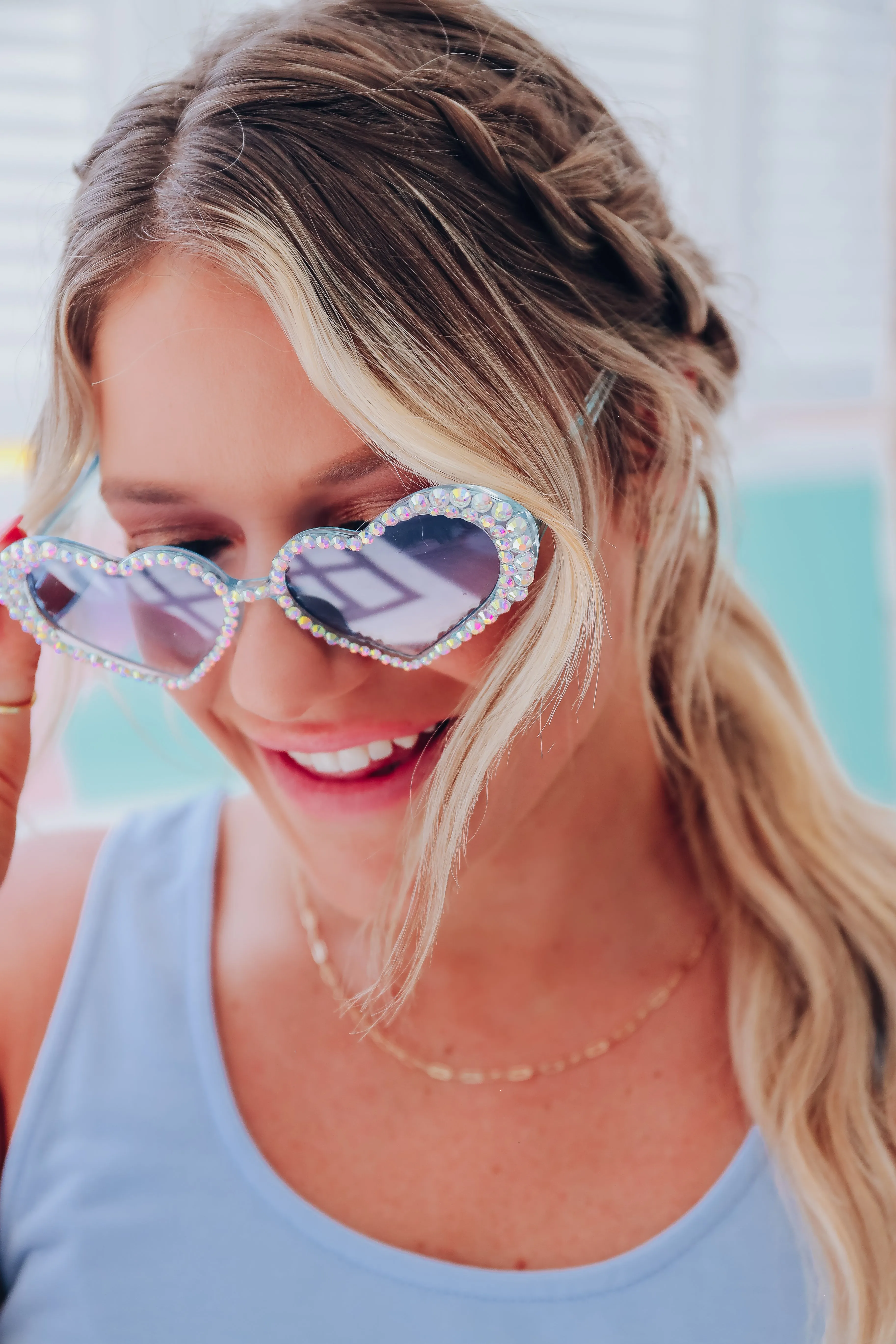 Heart Eyes Sunglasses - Blue