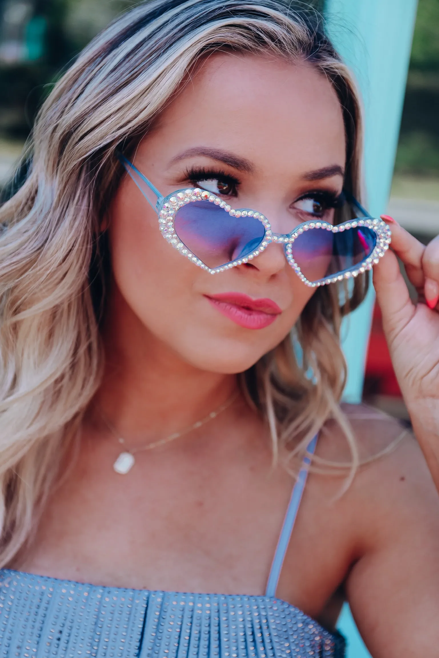 Heart Eyes Sunglasses - Blue