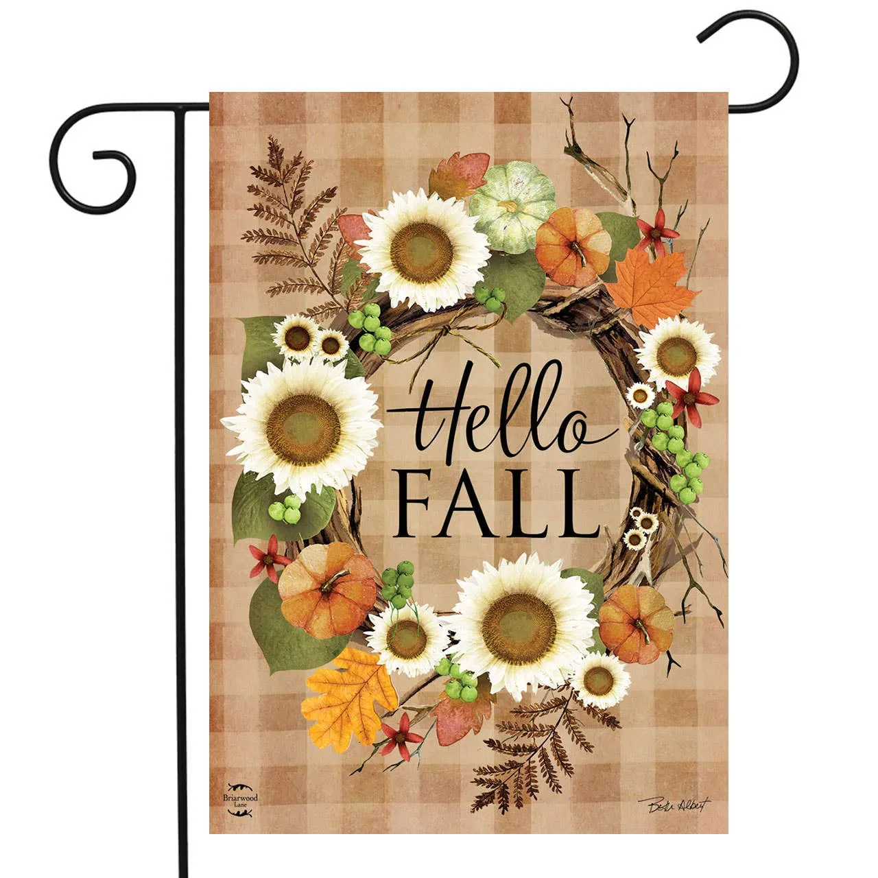 Hello Fall Wreath Double-Sided Double Sided Garden Flag