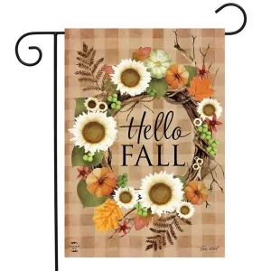Hello Fall Wreath Double-Sided Double Sided Garden Flag