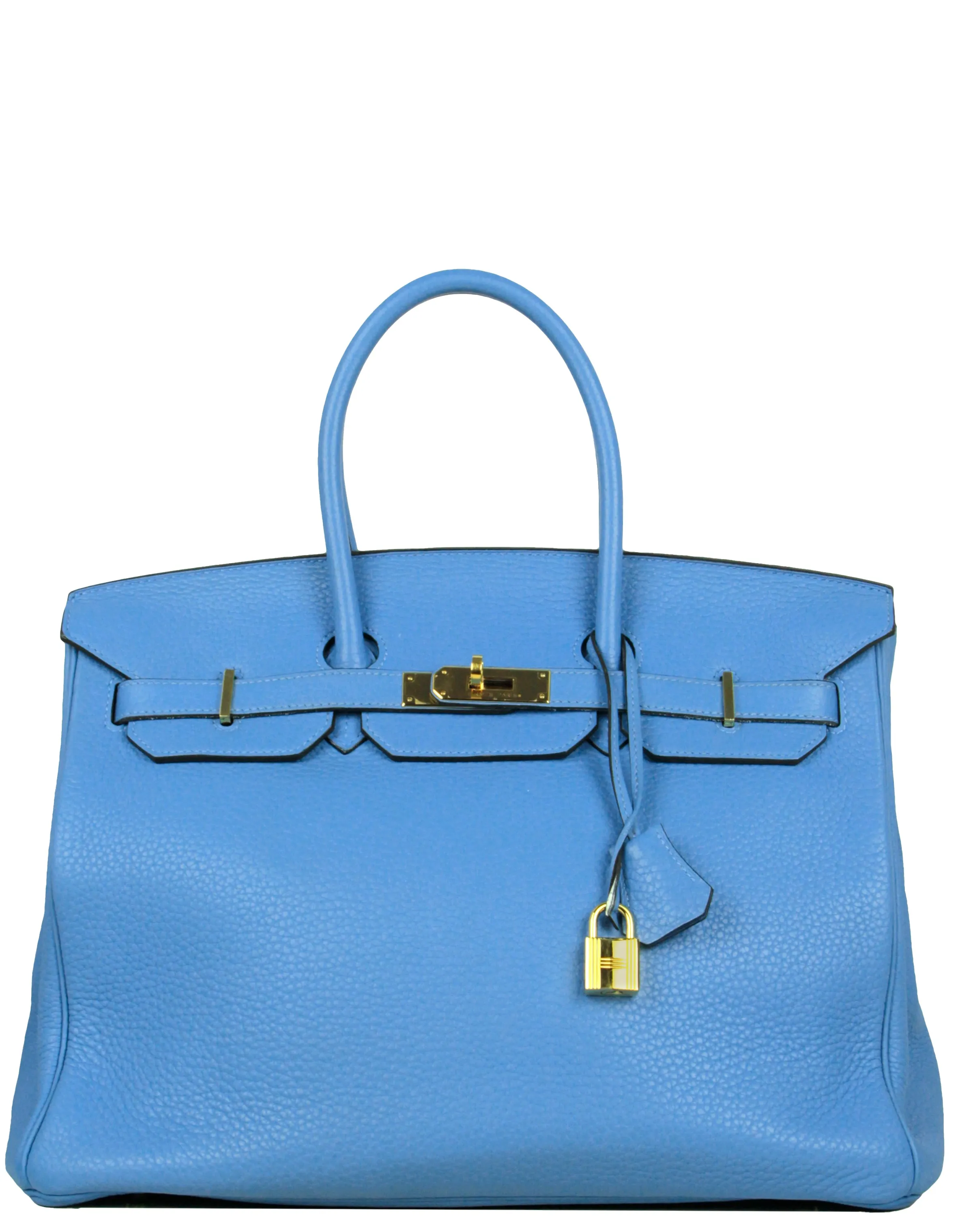 Hermes Blue Paradis Clemence Leather 35cm Birkin GHW