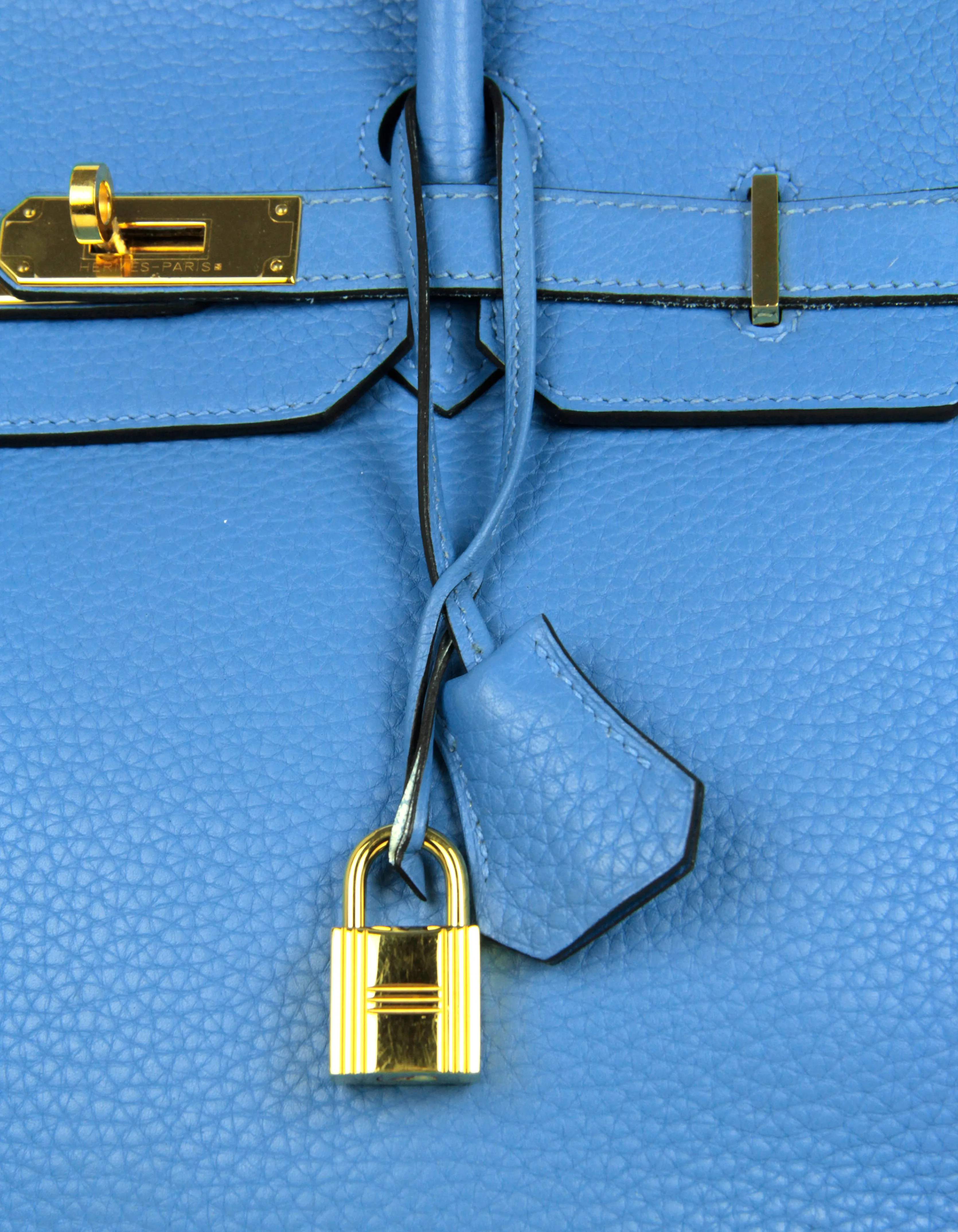 Hermes Blue Paradis Clemence Leather 35cm Birkin GHW