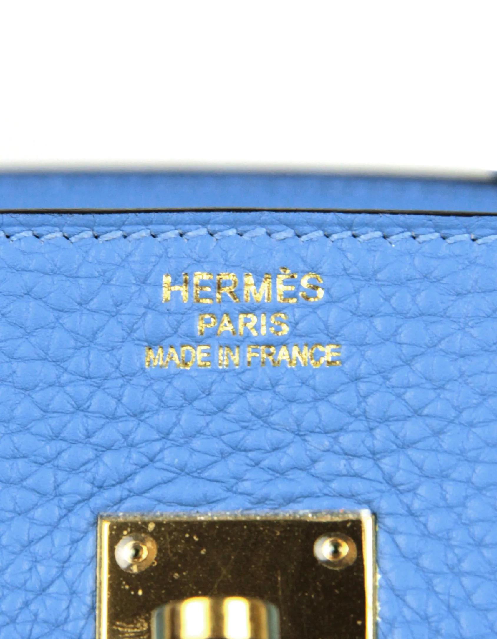 Hermes Blue Paradis Clemence Leather 35cm Birkin GHW