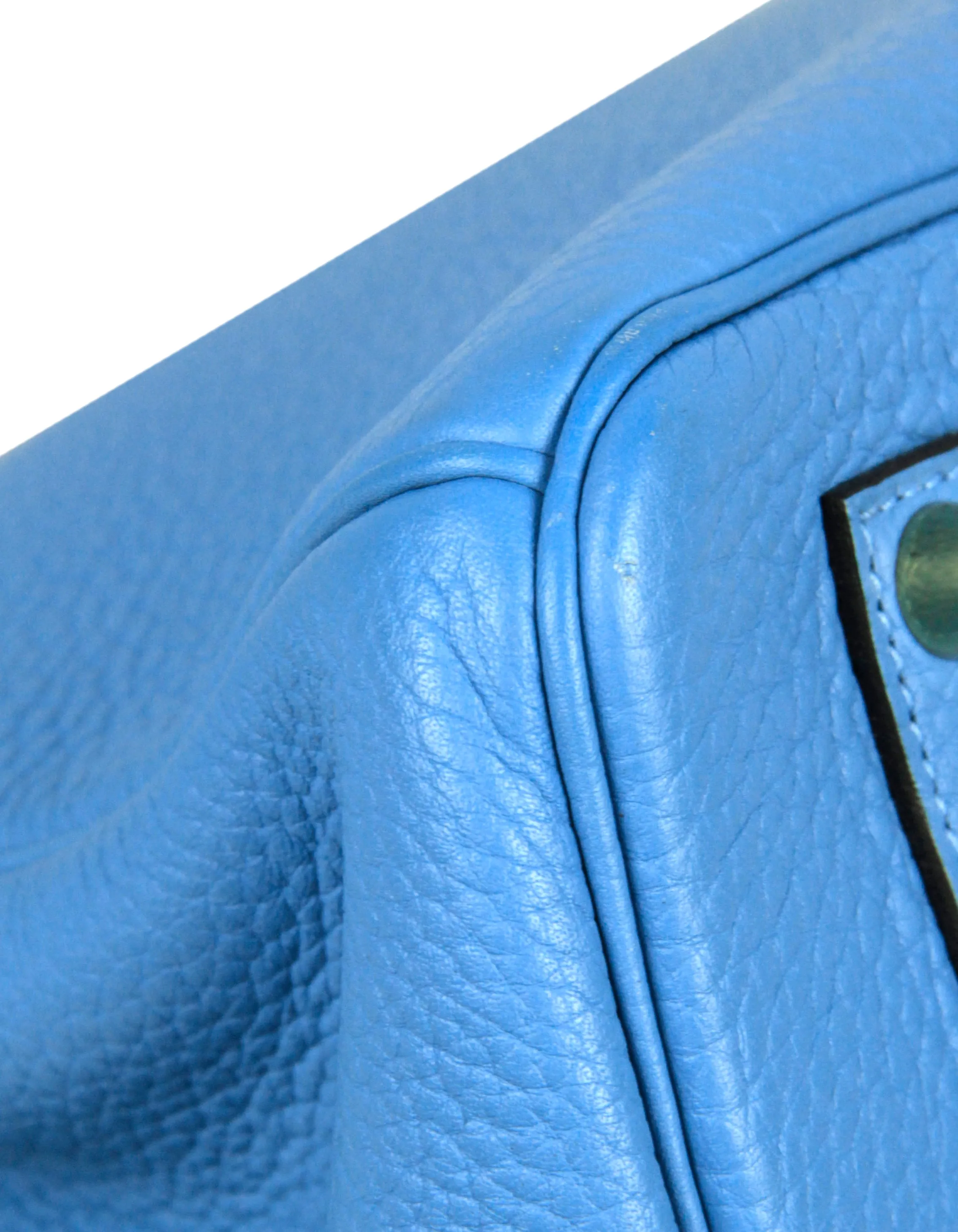 Hermes Blue Paradis Clemence Leather 35cm Birkin GHW