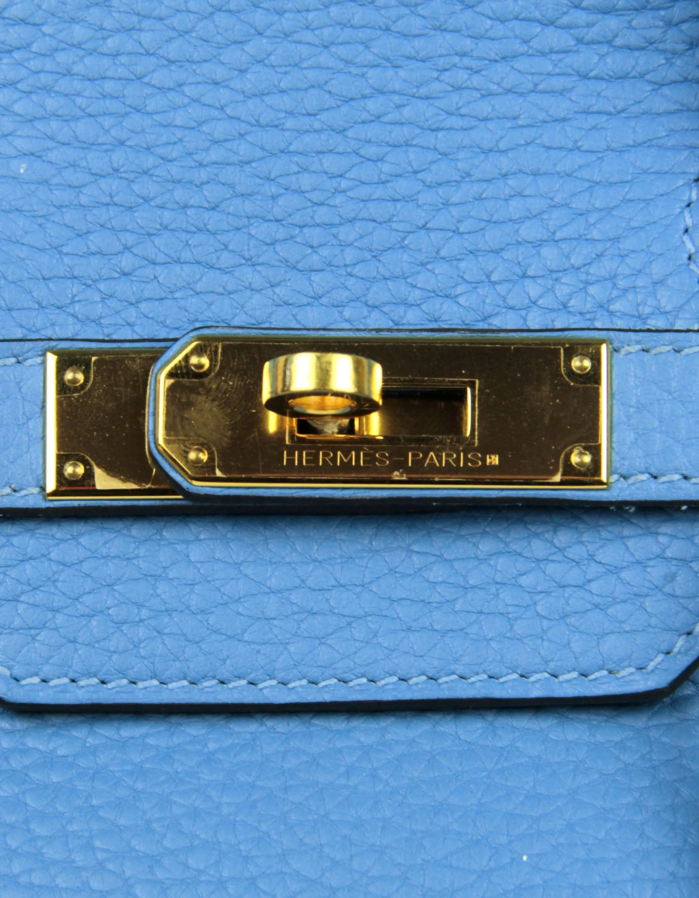 Hermes Blue Paradis Clemence Leather 35cm Birkin GHW