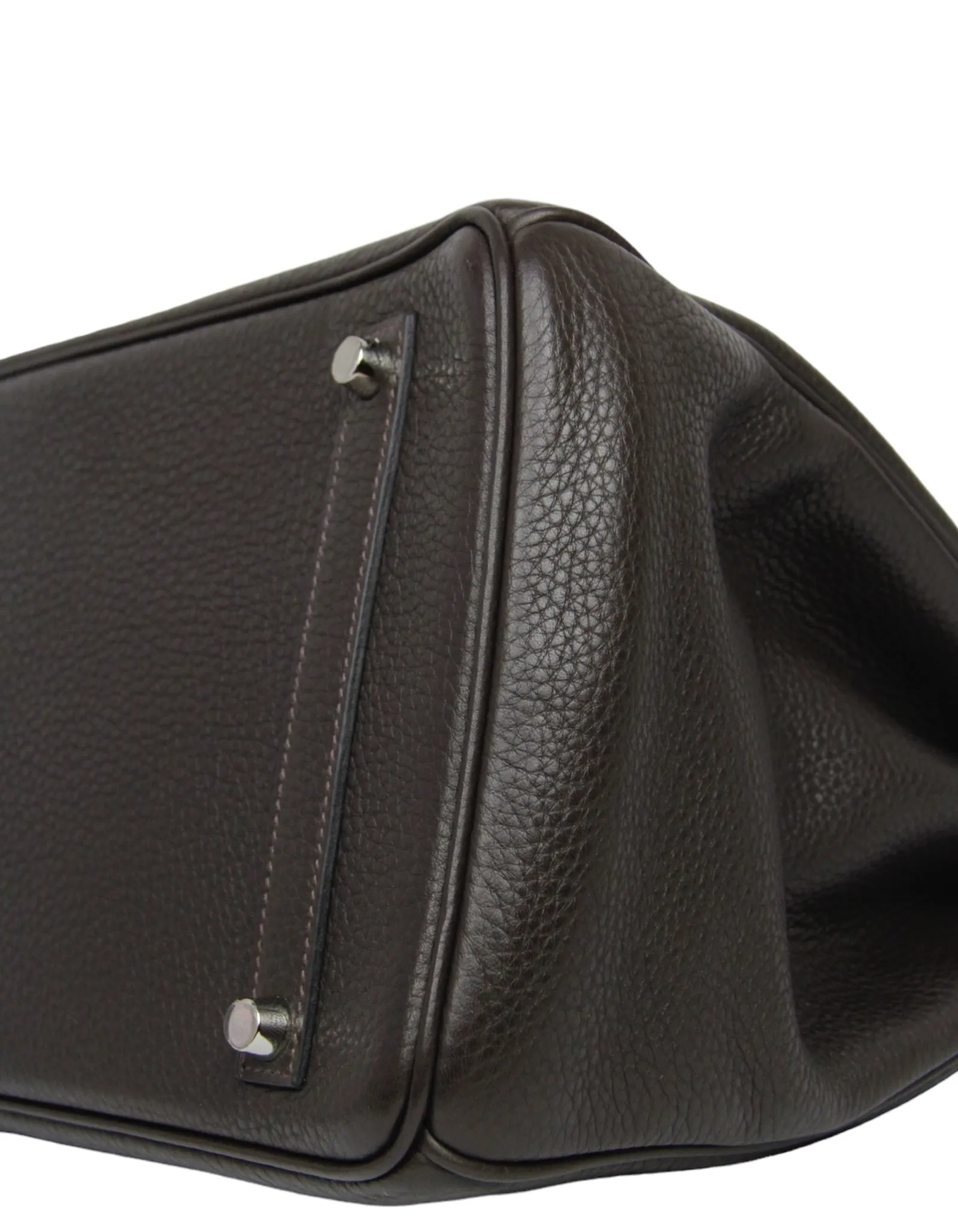 Hermes Chocolate Brown Clemence Leather 35cm Birkin Bag