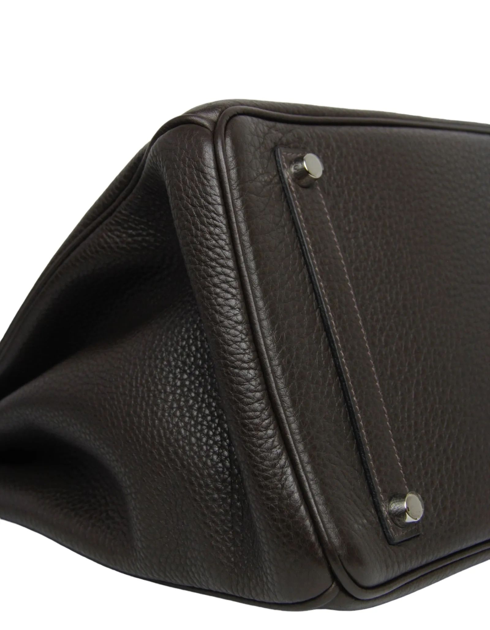 Hermes Chocolate Brown Clemence Leather 35cm Birkin Bag