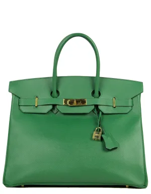 Hermes Green Epsom Leather 35cm Birkin Bag GHW