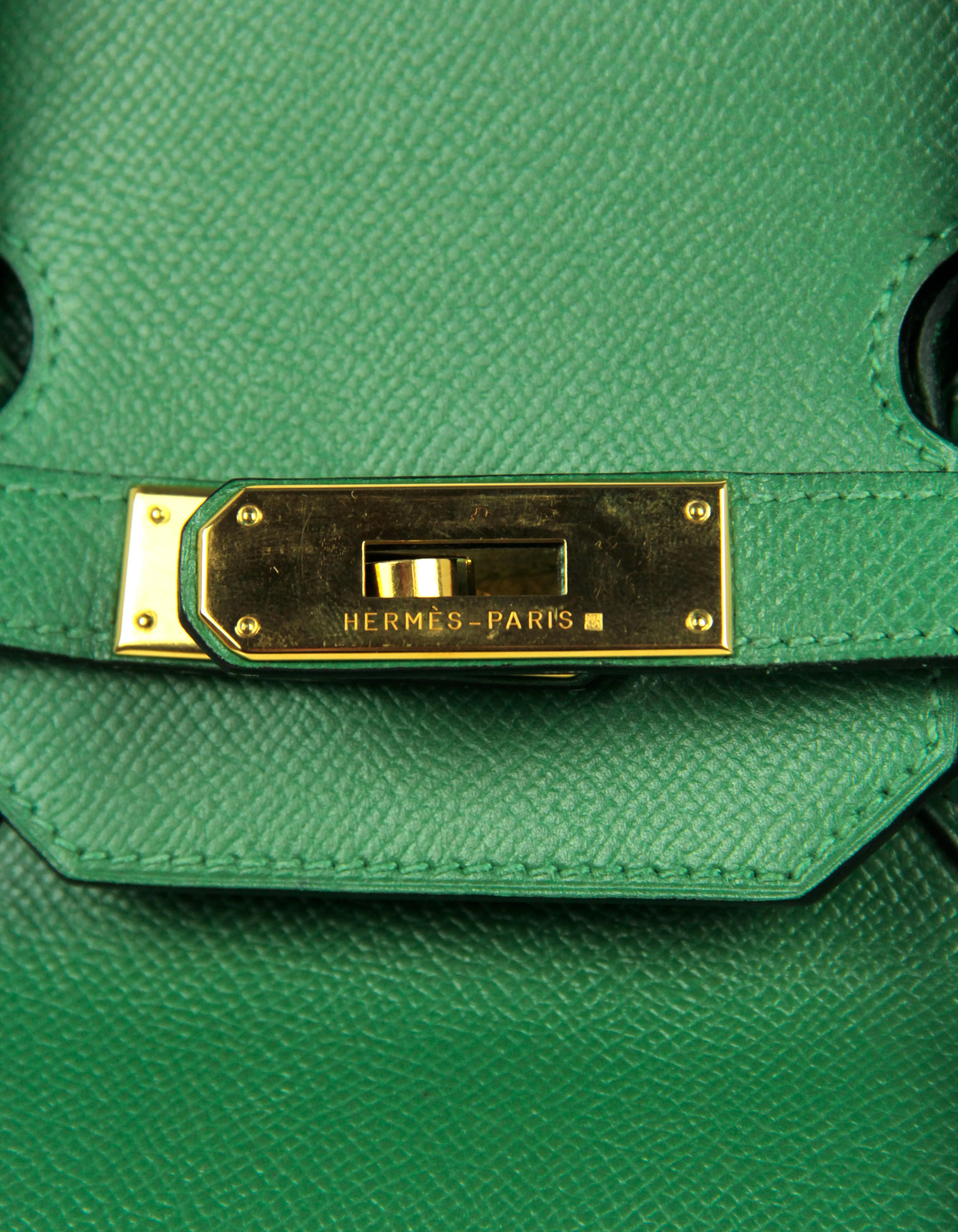 Hermes Green Epsom Leather 35cm Birkin Bag GHW