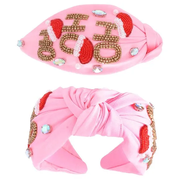 Ho Ho Ho Knotted Headband - Pink