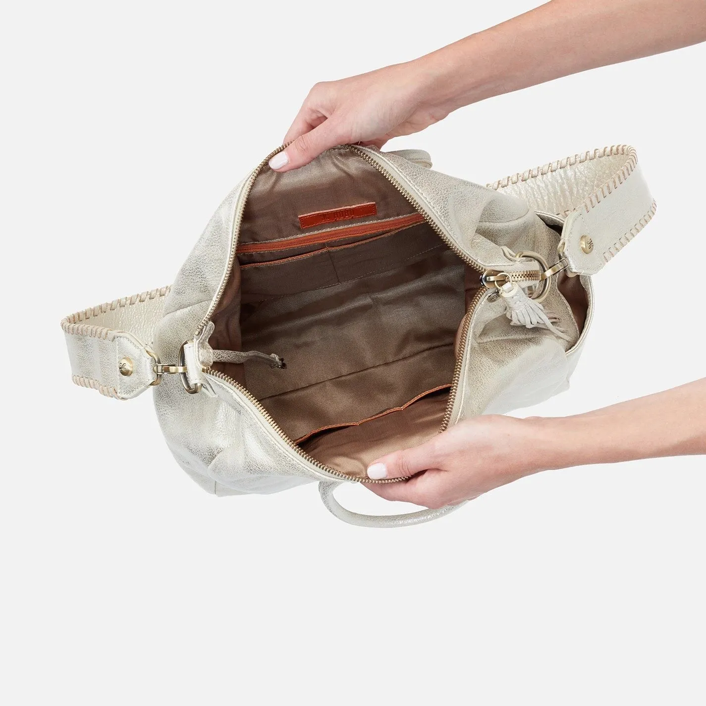 Hobo Sheila Handbag - Pearled Silver