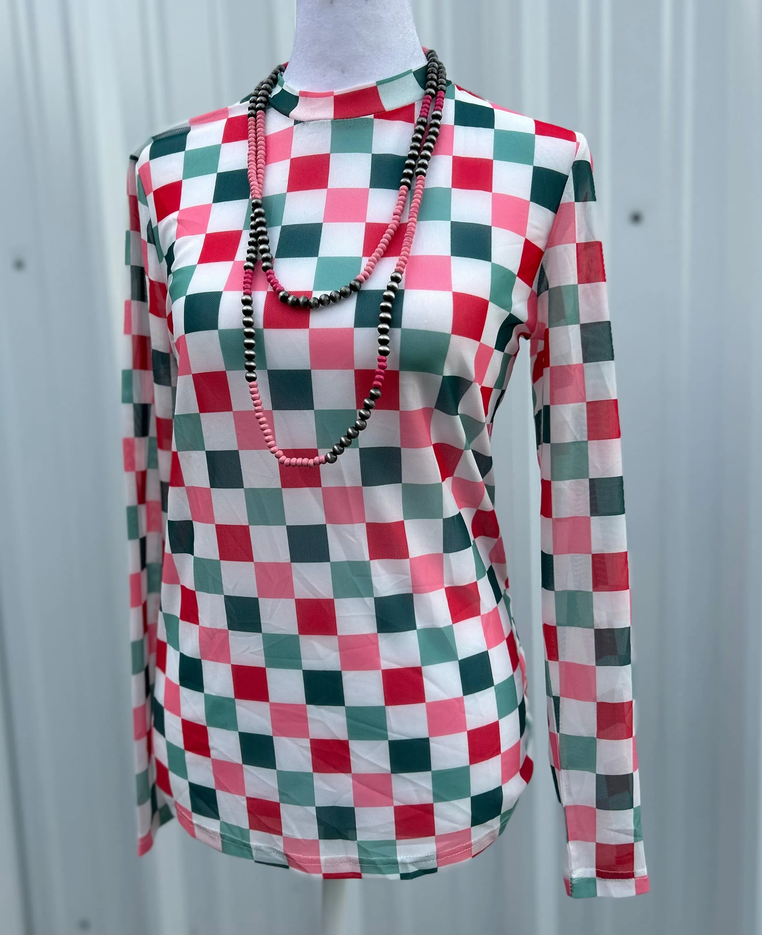 Holiday Checkered Mesh