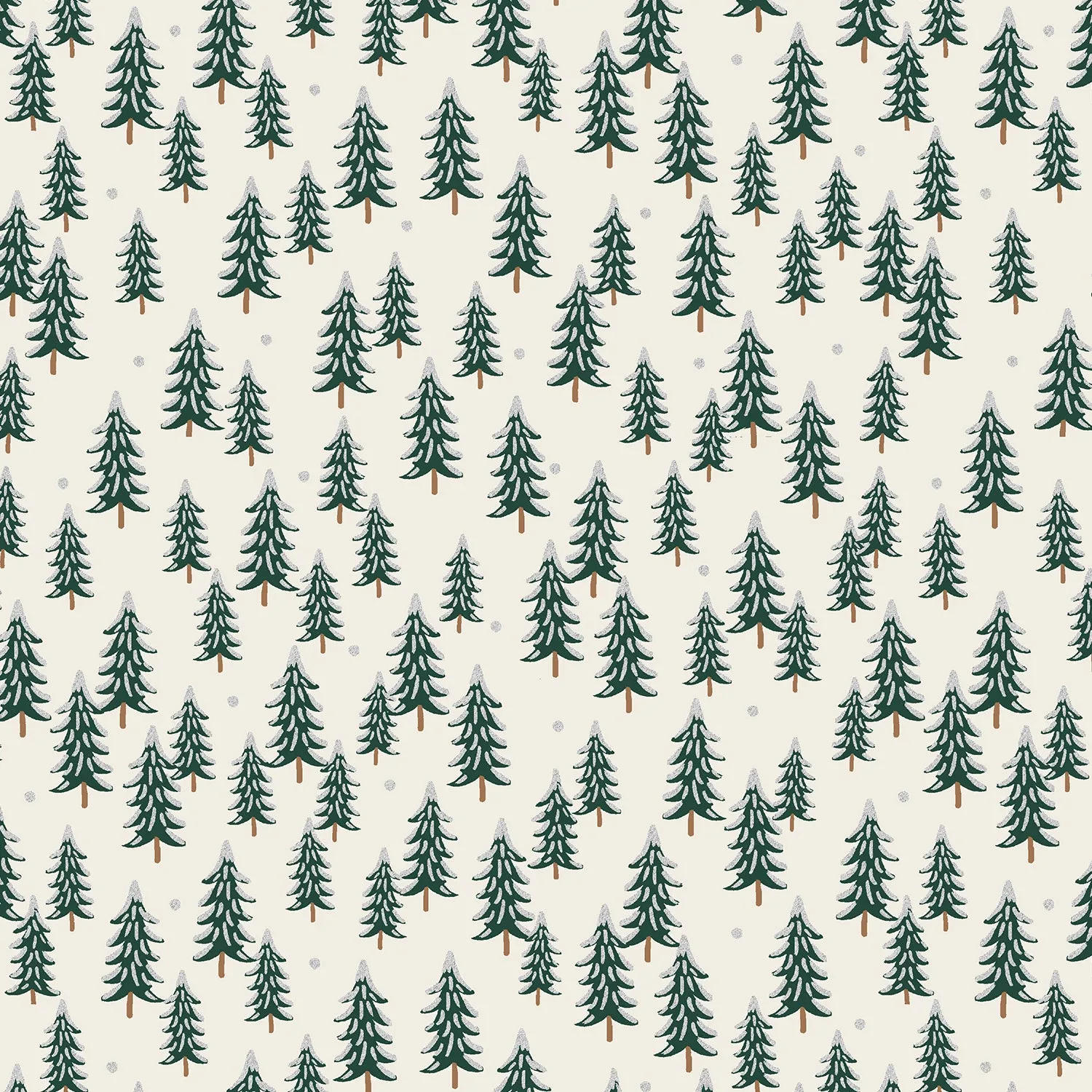 Holiday Classics Fir Trees in Silver Metallic by Rifle Paper Co