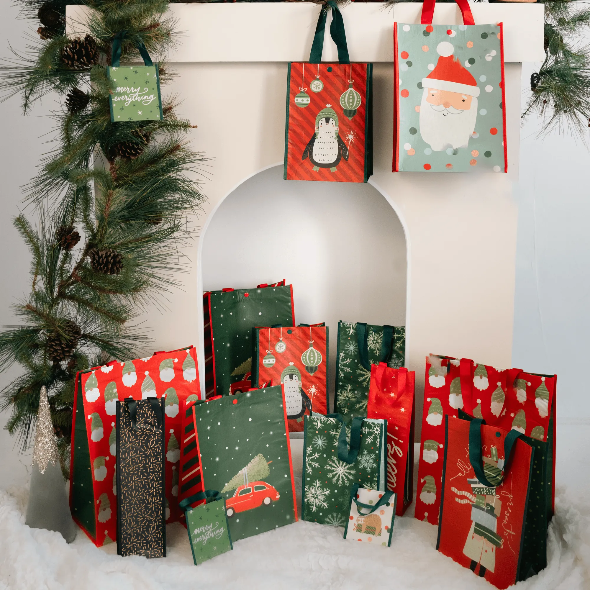 Holiday Penguin | Medium | Reusable Gift Bag   QR Greeting Card