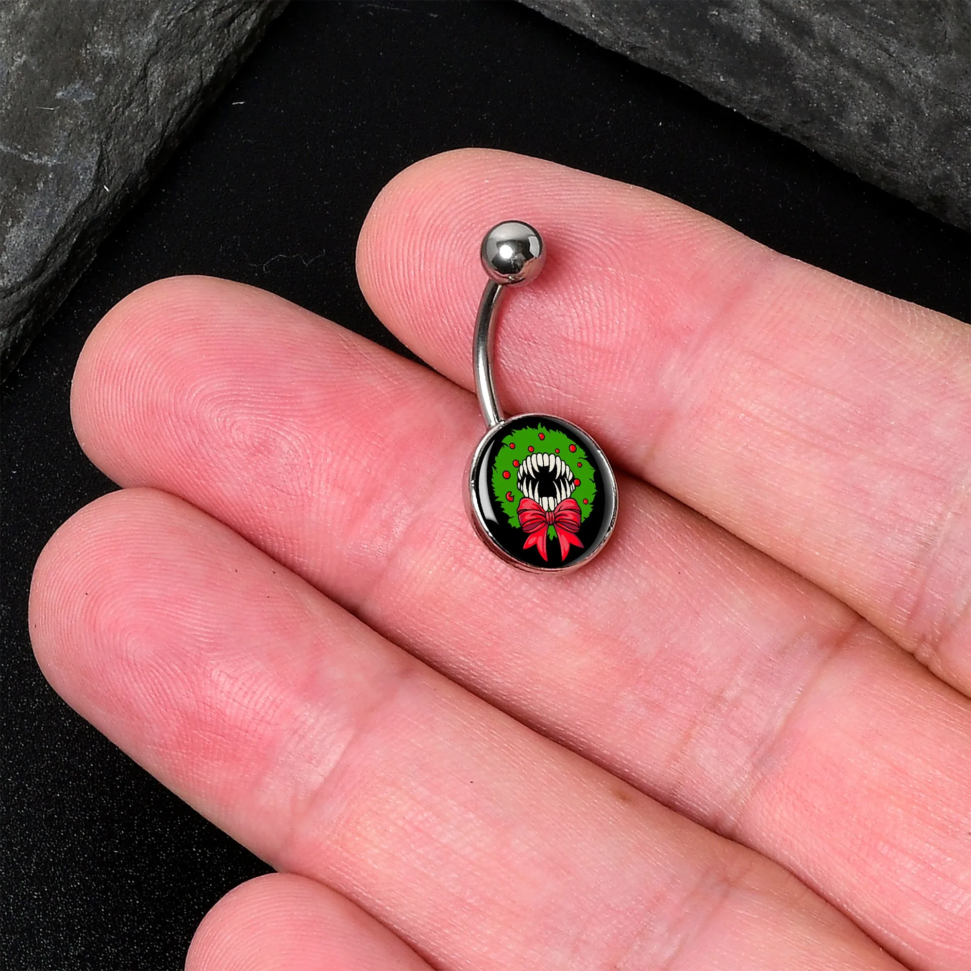 Holiday Vampire Wreath Belly Ring