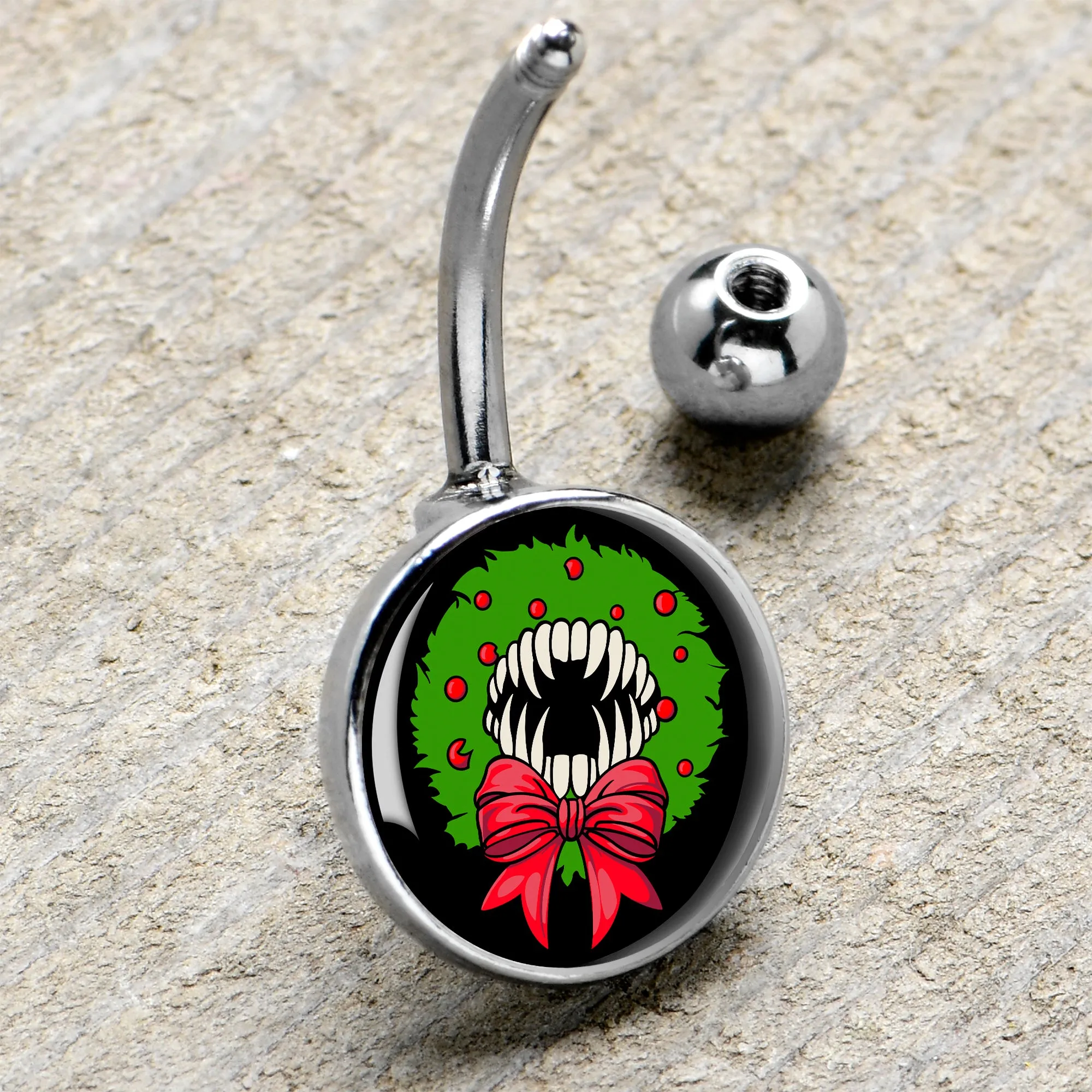 Holiday Vampire Wreath Belly Ring