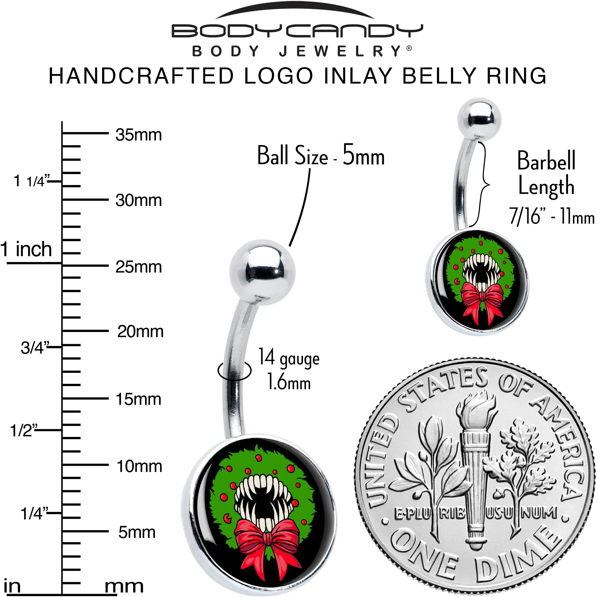 Holiday Vampire Wreath Belly Ring