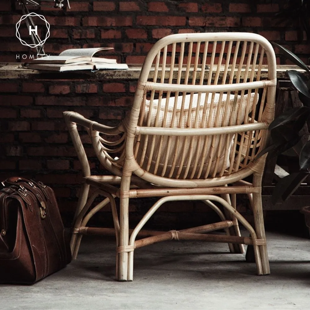 Homlly Howard Outdoor Hand Woven Natural Rattan Cane Chair
