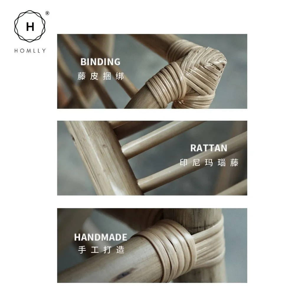 Homlly Howard Outdoor Hand Woven Natural Rattan Cane Chair