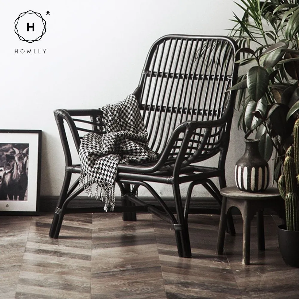 Homlly Howard Outdoor Hand Woven Natural Rattan Cane Chair