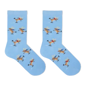 HOTSOX Kid's Skating Reindeer Crew Socks