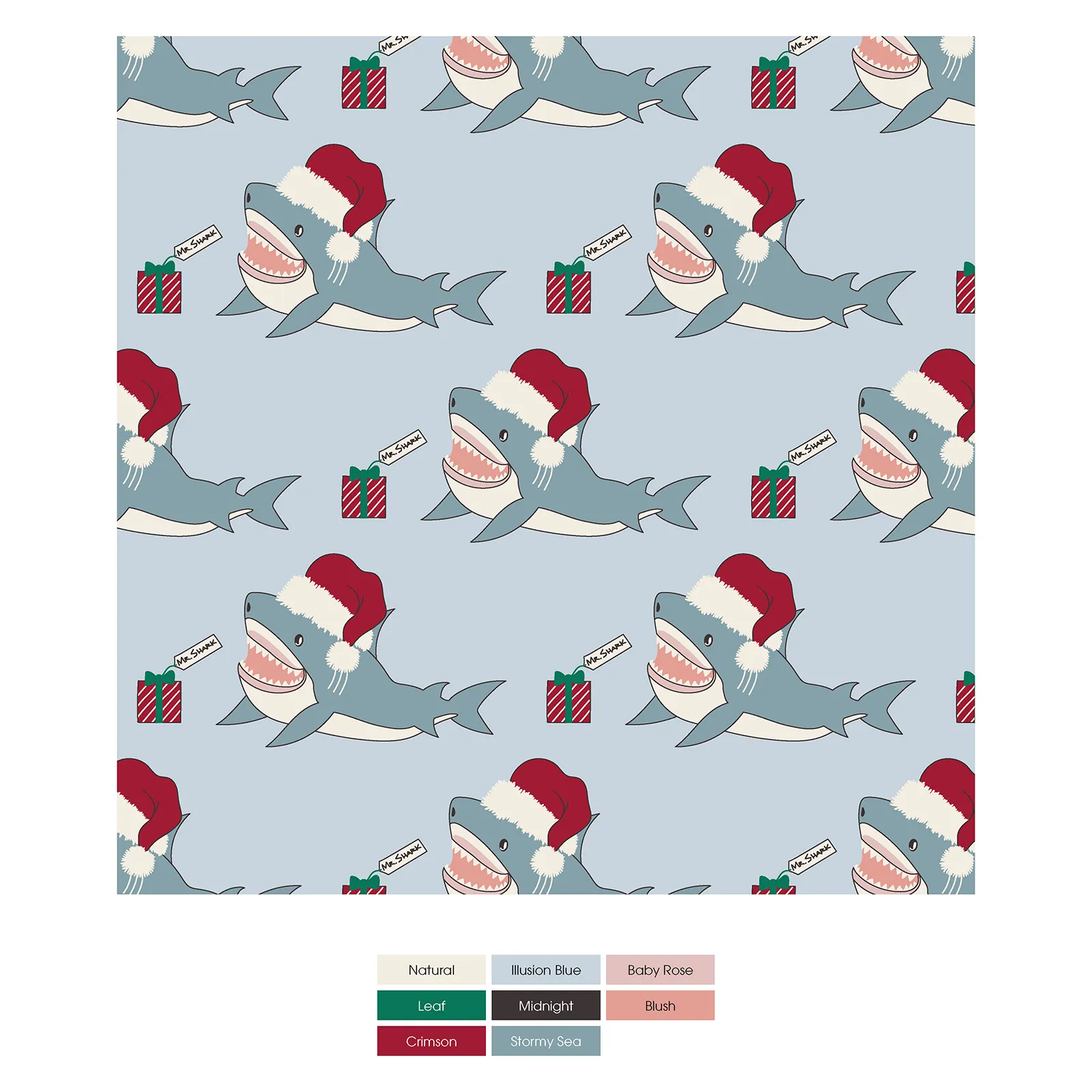 Illusion Blue Holiday Sharks Footie with 2-way zipper - Holiday