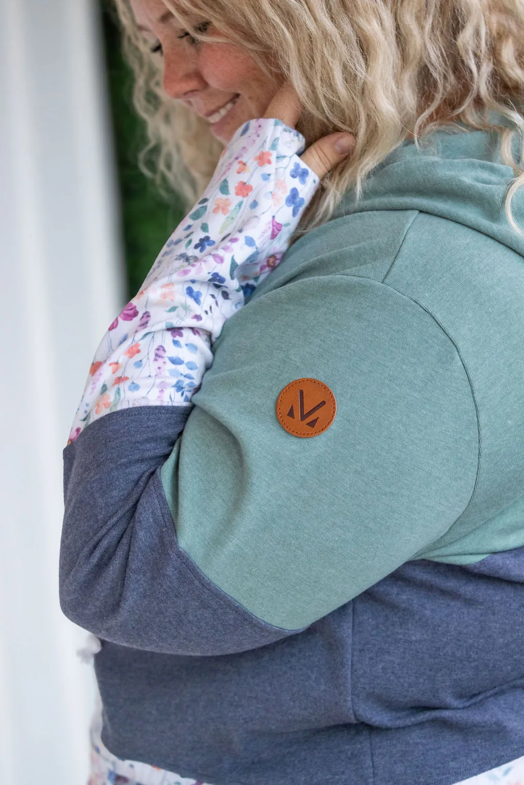 IN STOCK Colorblock Fullzip - Sage, Navy, Floral Paradise