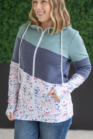 IN STOCK Colorblock Fullzip - Sage, Navy, Floral Paradise