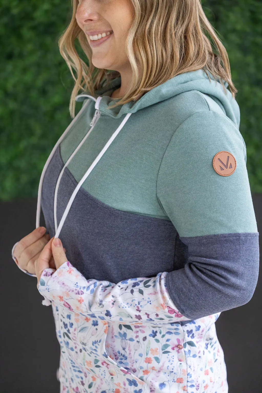 IN STOCK Colorblock Fullzip - Sage, Navy, Floral Paradise