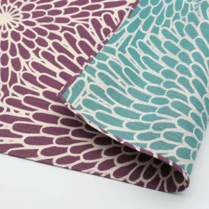 Isamonyou -  Double-Sided Dyeing Kiku (Chrysanthemum) Purple/Light Green- Furoshiki (Japanese Wrapping Cloth)