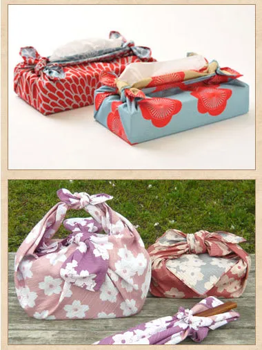 Isamonyou -  Double-Sided Dyeing Kiku (Chrysanthemum) Red/Light Blue - Furoshiki (Japanese Wrapping Cloth) 48 x 48 cm