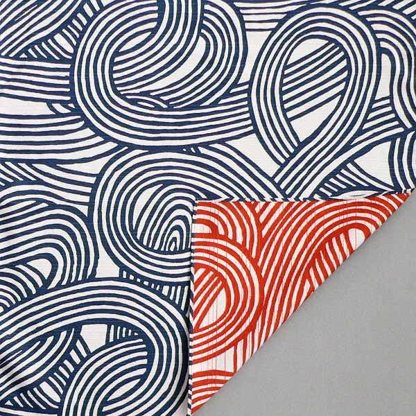 Isamonyou -  Double-Sided Dyeing Musubi Navy/Orange - Furoshiki (Japanese Wrapping Cloth)
