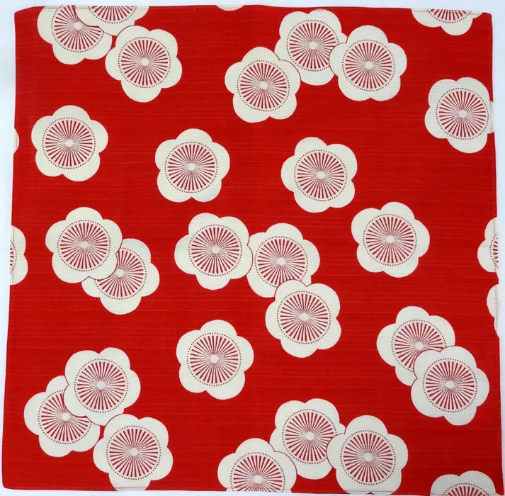 Isamonyou -  Double-Sided Dyeing Plum R&G チーフ 伊砂文様 両面 梅 アカ/グリーン - Furoshiki (Japanese Wrapping Cloth)