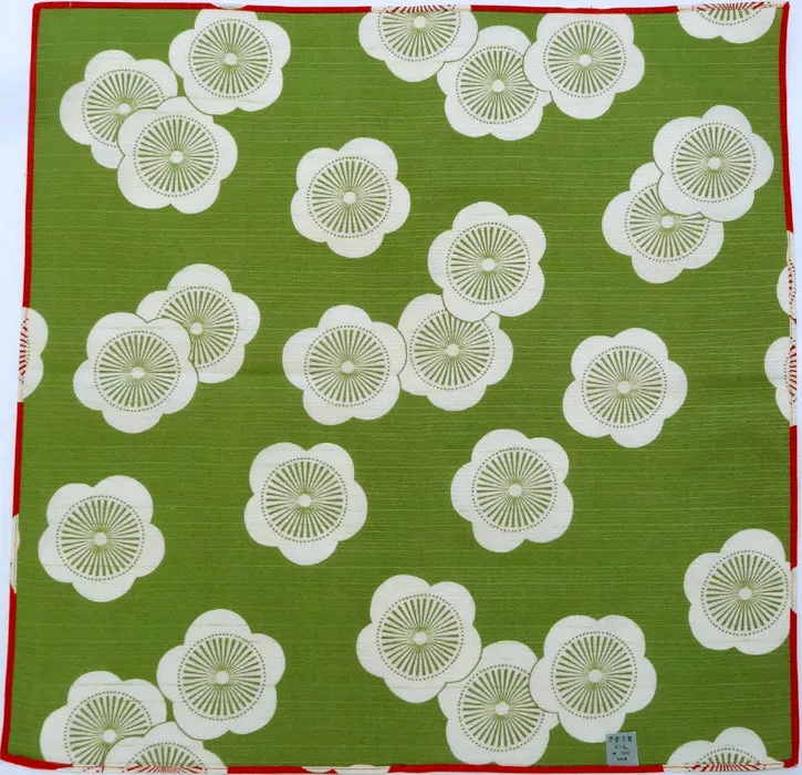 Isamonyou -  Double-Sided Dyeing Plum R&G チーフ 伊砂文様 両面 梅 アカ/グリーン - Furoshiki (Japanese Wrapping Cloth)