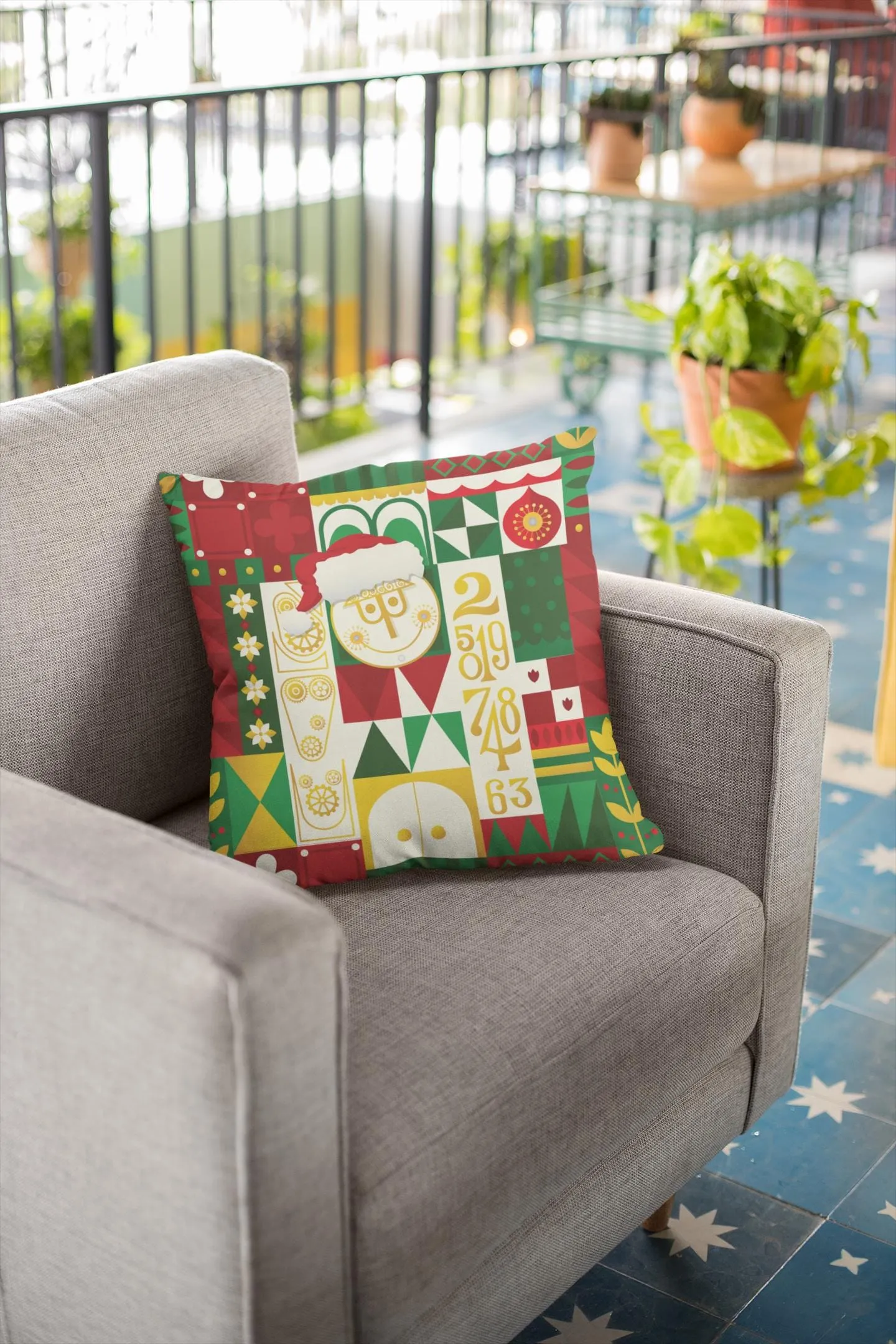 It's Small World Christmas Throw Pillow, Disneyland Christmas Stocking Stuffer, Festive Gift for Her, Gifts for Her, Decorative Pillow Cheer