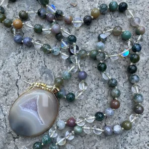 Jasper, Quartz and Druzy Mala