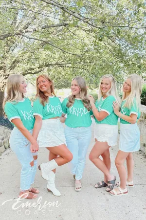 Kaydee Green Heart Colorblock Ringer Tee