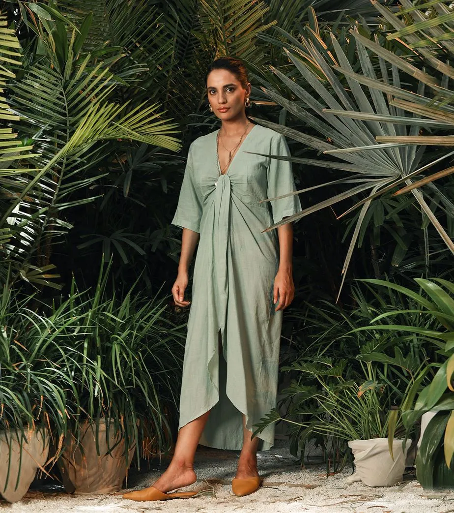 Khara Kapas   -   Here And Now Mint dress with front knot - Another Day in Paradise