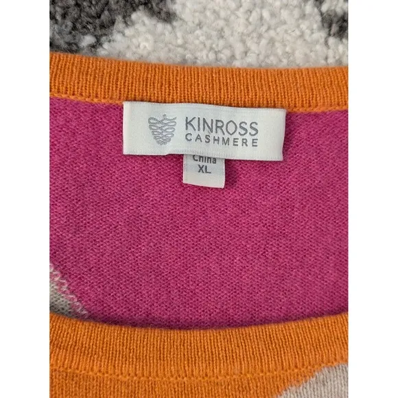 Kinross Cashmere Womens Asymmetrical Colorblock Sweater XL