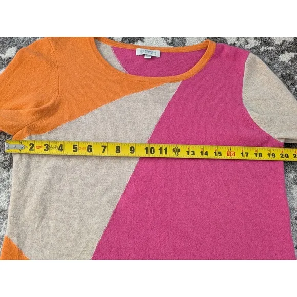 Kinross Cashmere Womens Asymmetrical Colorblock Sweater XL