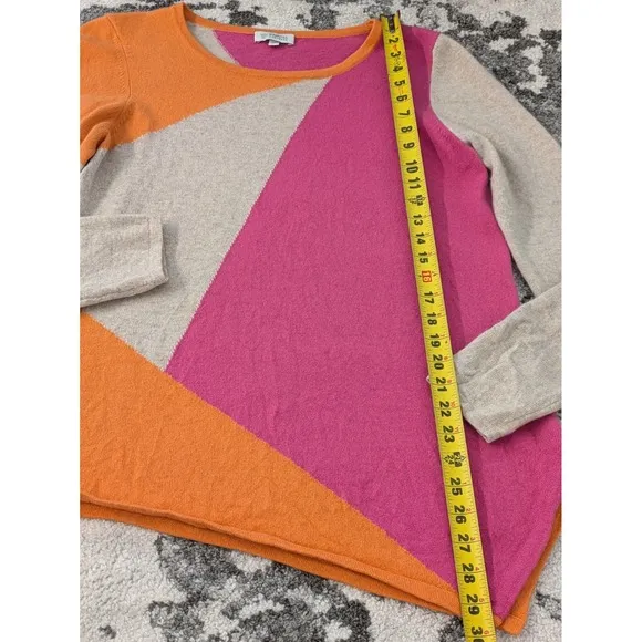 Kinross Cashmere Womens Asymmetrical Colorblock Sweater XL
