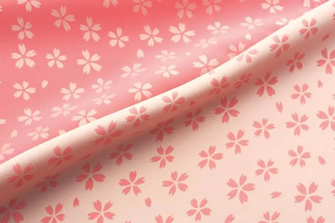 Kirara - Sakura -Double-Sided Dyeing Furoshiki - Pink/Cream - 48 x 48 cm