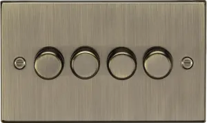 Knightsbridge CS2194AB Square Edge 4G 2-Way 10-200W (5-150W LED) Intelligent Dimmer - Antique Brass