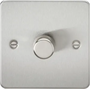 Knightsbridge FP2191BC Flat Plate 1G 2-Way 10-200W (5-150W LED) Intelligent Dimmer - Brushed Chrome