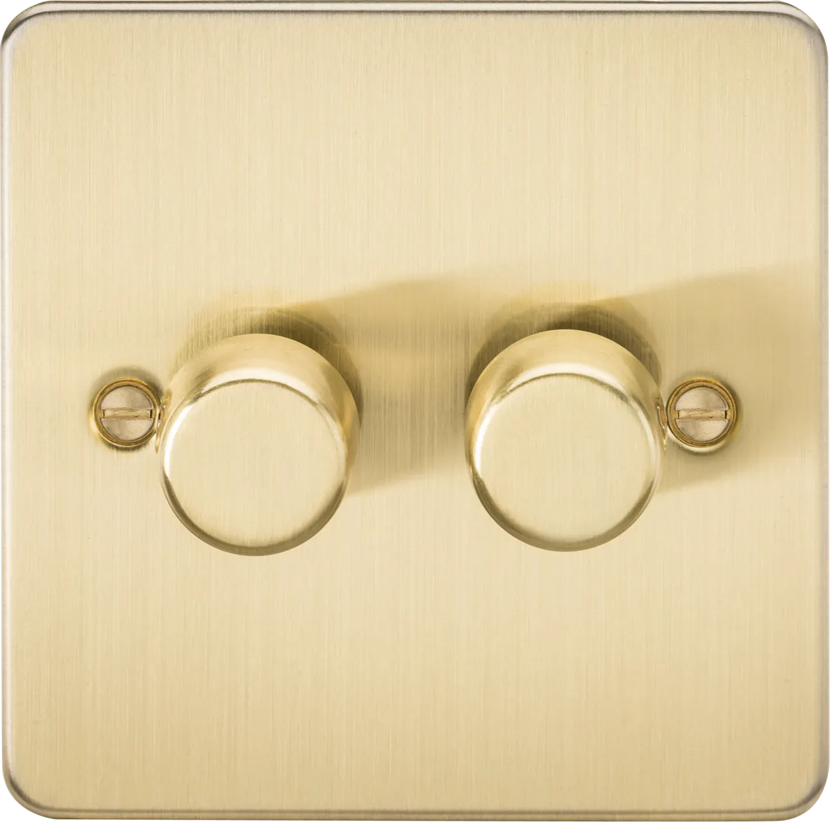 Knightsbridge FP2192BB Flat Plate 2G 2-Way 10-200W (5-150W LED) Intelligent Dimmer - Brushed Brass