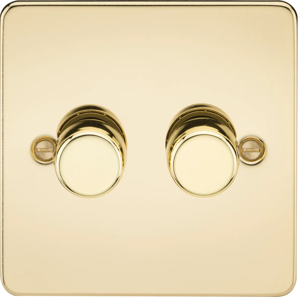 Knightsbridge FP2192PB Flat Plate 2G 2-Way 10-200W (5-150W LED) Intelligent Dimmer - Polished Brass