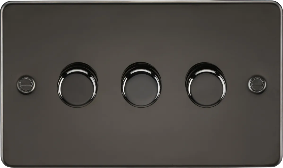Knightsbridge FP2193GM Flat Plate 3G 2-Way 10-200W (5-150W LED) Intelligent Dimmer - Gunmetal