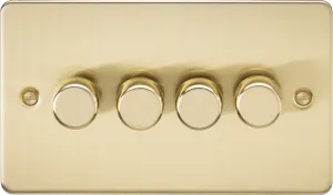 Knightsbridge FP2194BB Flat Plate 4G 2-Way 10-200W (5-150W LED) Intelligent Dimmer - Brushed Brass