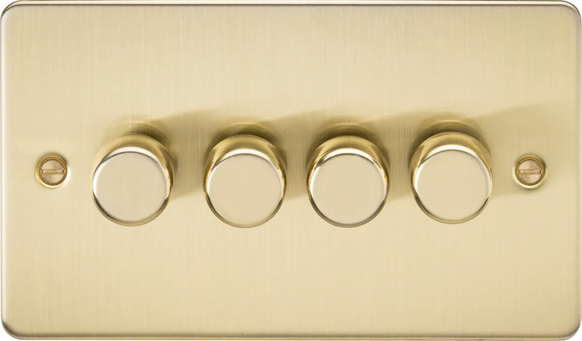 Knightsbridge FP2194BB Flat Plate 4G 2-Way 10-200W (5-150W LED) Intelligent Dimmer - Brushed Brass