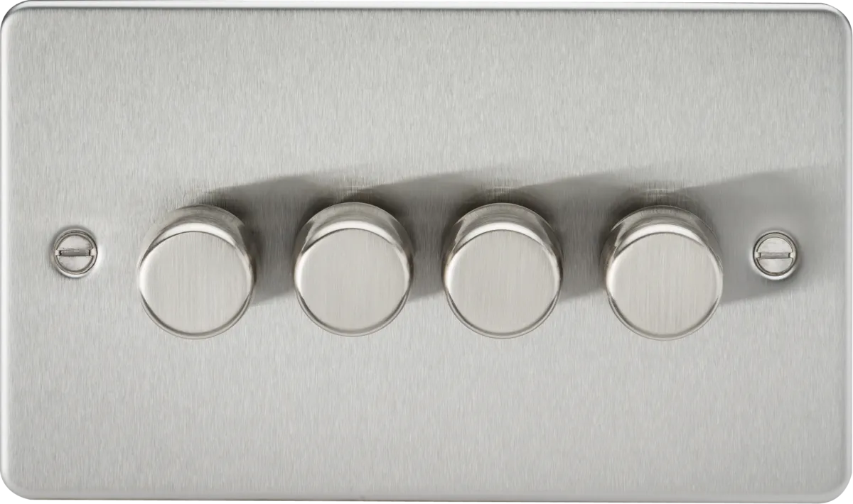 Knightsbridge FP2194BC Flat Plate 4G 2-Way 10-200W (5-150W LED) Intelligent Dimmer - Brushed Chrome